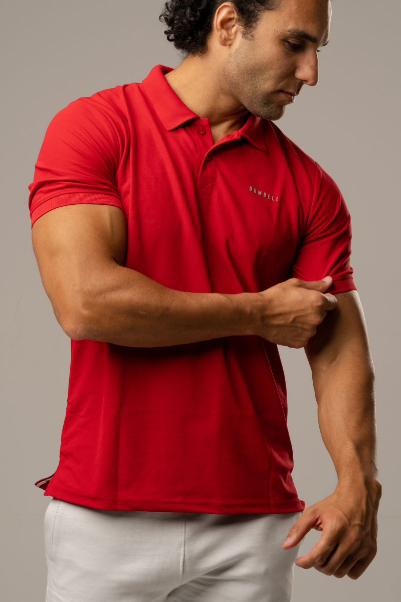 Red dri fit online polo