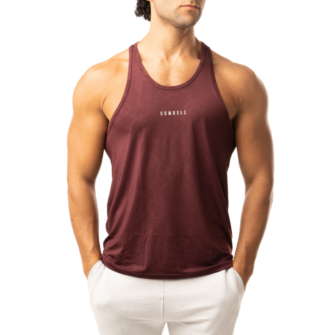 Ultra Soft Burgundy Jacquard Men's Athletic Tanks by Dumbell Wear