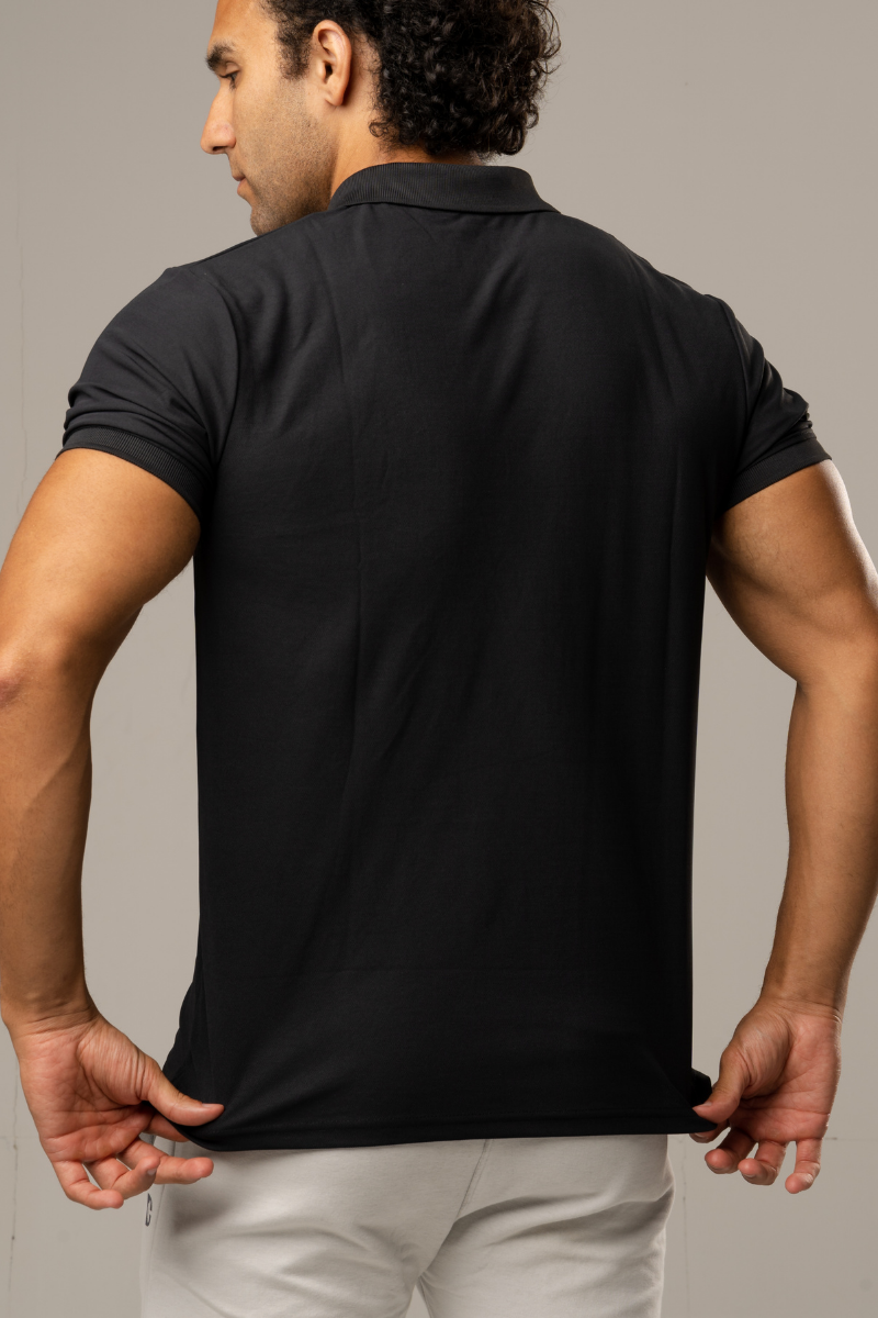 High-Performance Dry Fit Polo T-Shirt - Black