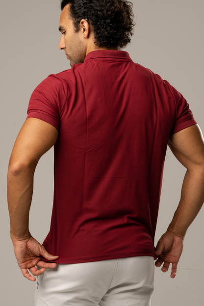 High-Performance Dry Fit Polo T-Shirt - Wine Red