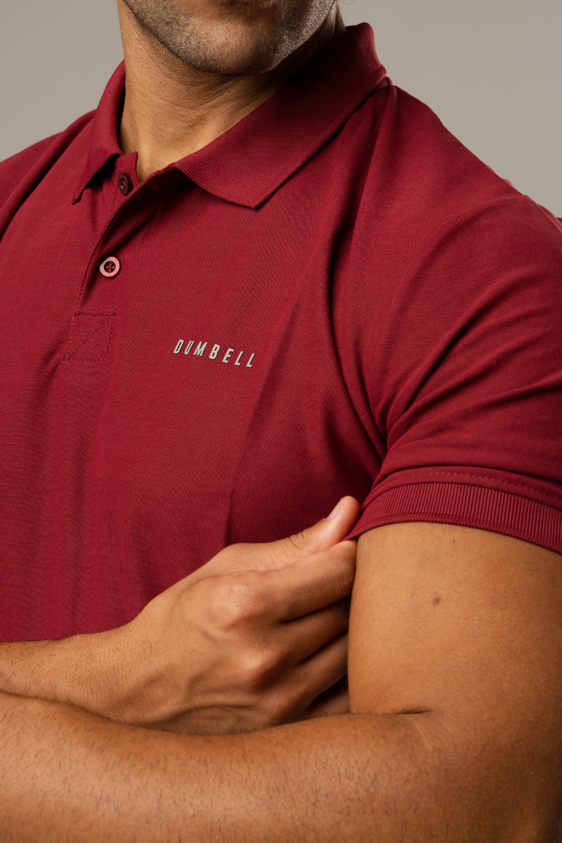 High-Performance Dry Fit Polo T-Shirt - Wine Red