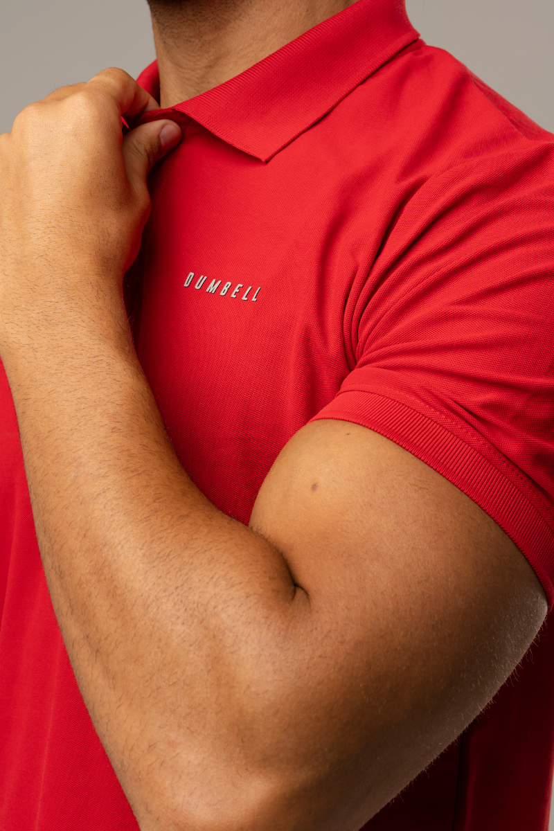 High Performance Dry Fit Polo T Shirt Arrow Red Dumbell Wear