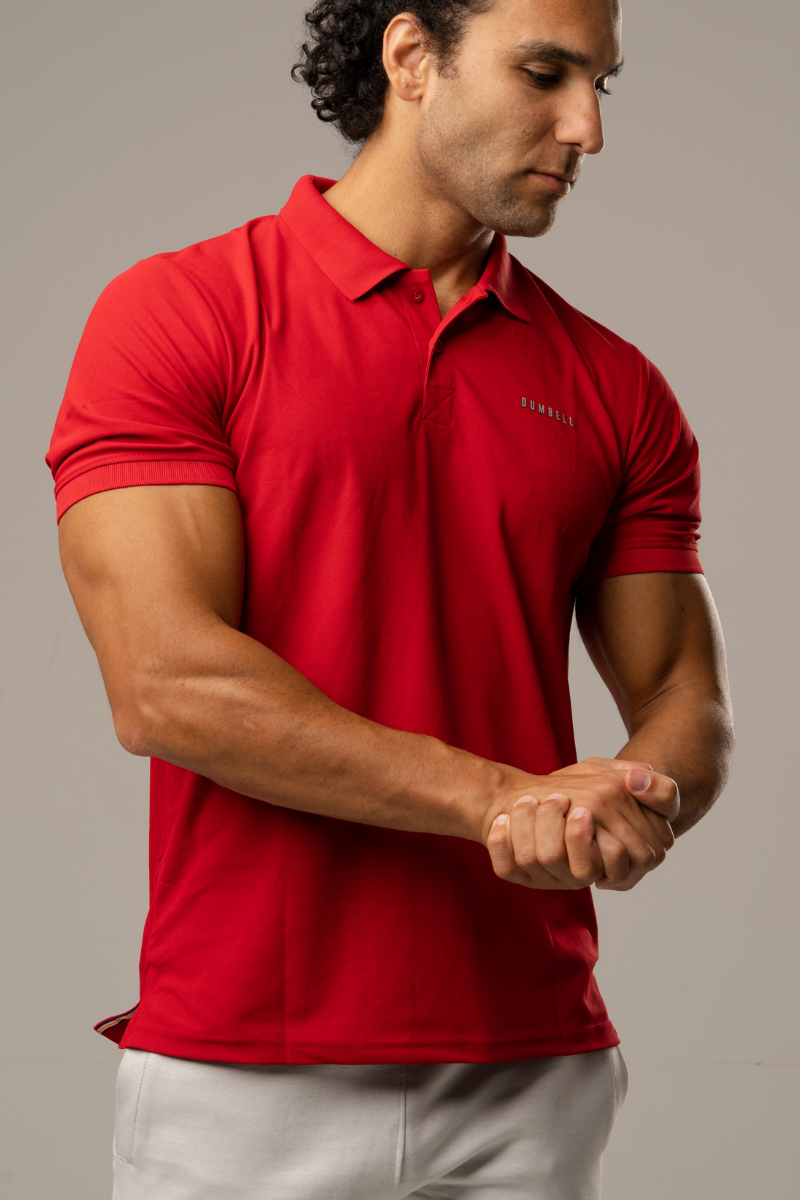 High Performance Dry Fit Polo T Shirt Arrow Red Dumbell Wear