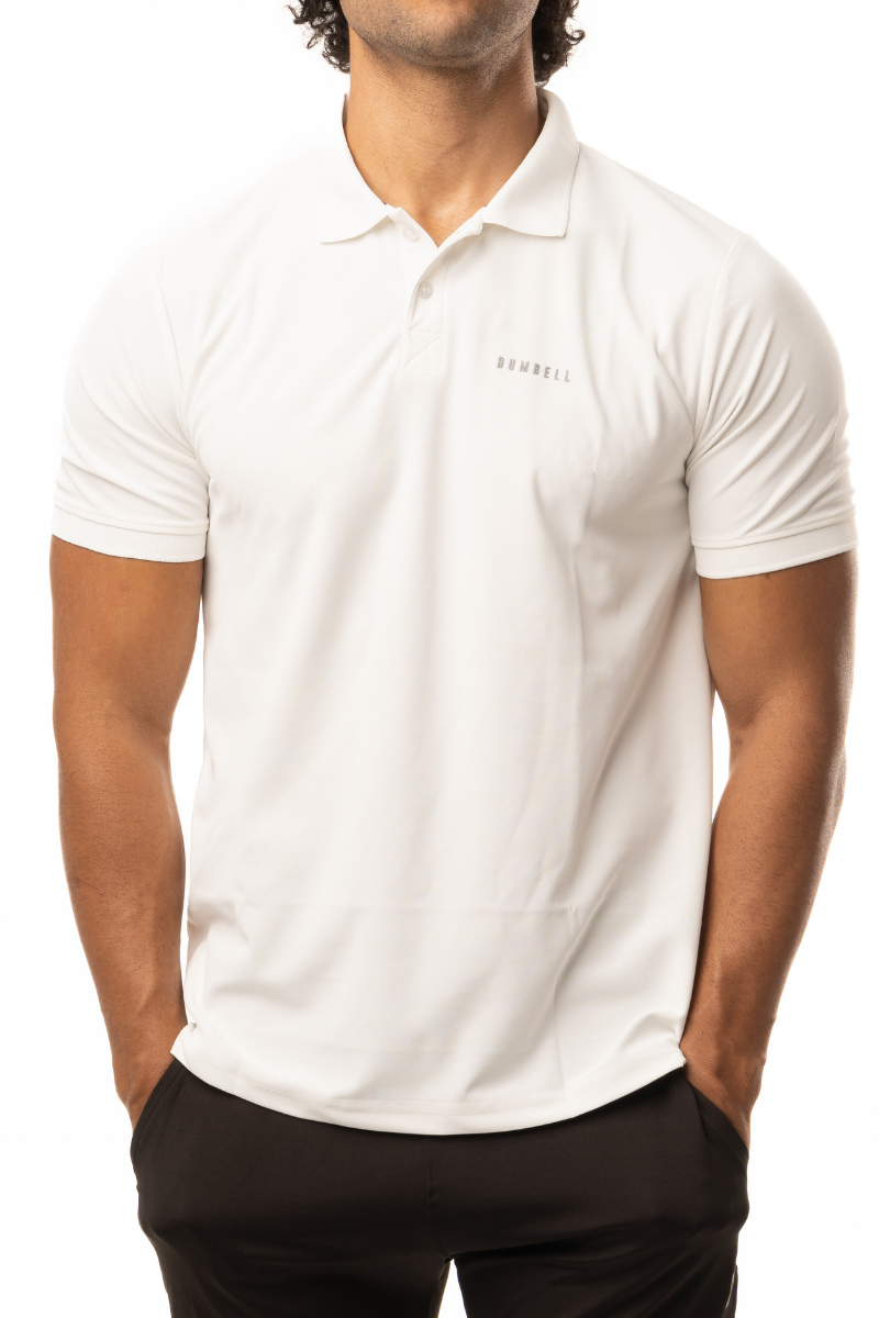 High-Performance Dry Fit Polo T-Shirt - White â Dumbell Wear
