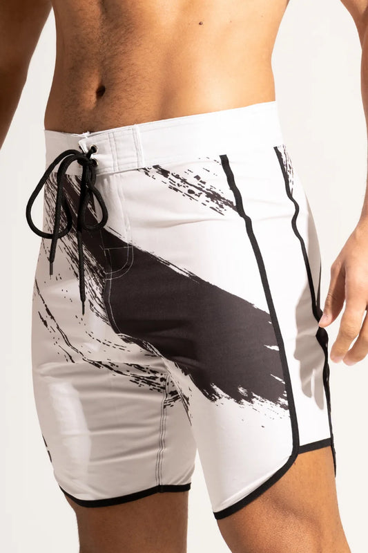 Men’s Physique Board Shorts - White & Black