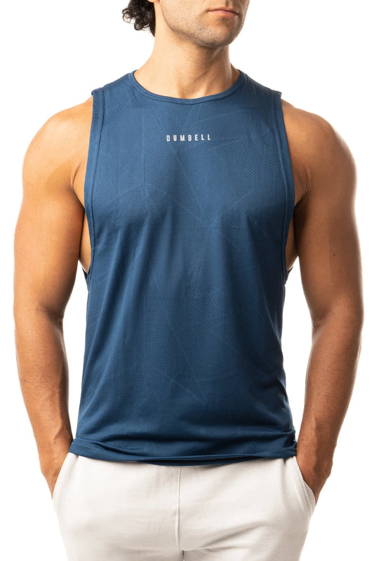 Dumbell Wear Men's Steel Blue Performance Sleeveless Tees