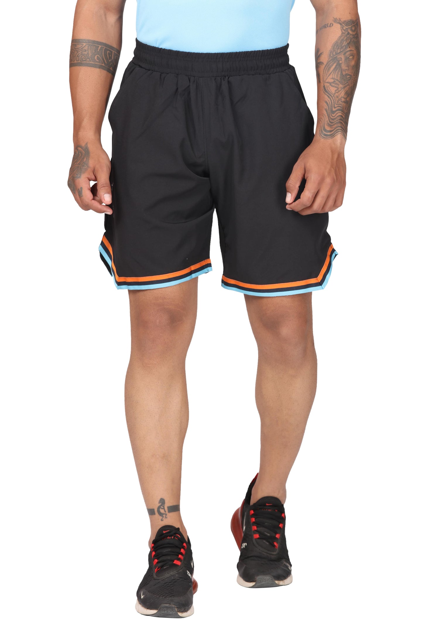 Men's Moisture-wicking and V-cut workout Black Shorts
