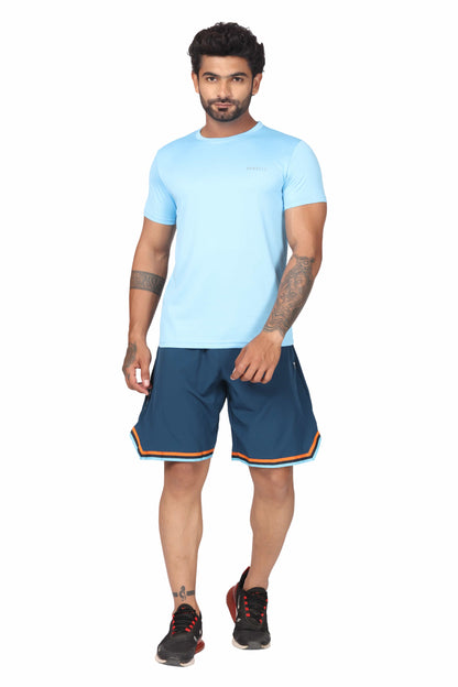 Men's Moisture-wicking and V-cut workout Blue Shorts