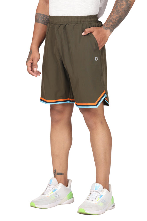 Men's Moisture-wicking and V-cut workout Olive Shorts